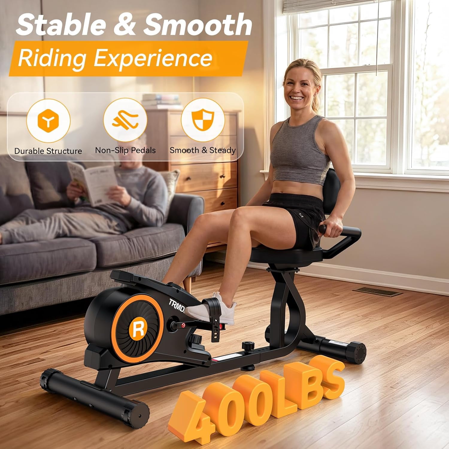 LNOW Recumbent Exercise Bike Stationary Belt Drive Indoor Cycling Bikes for Home Cardio Workout Training