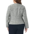 thumbnail image 3 of Agnes Orinda Women's Plus Size Tweed Blazer Plaid Collarless Open Front Long Sleeve Business Casual Jacket Suits with Button Decor 4X Black White, 3 of 6