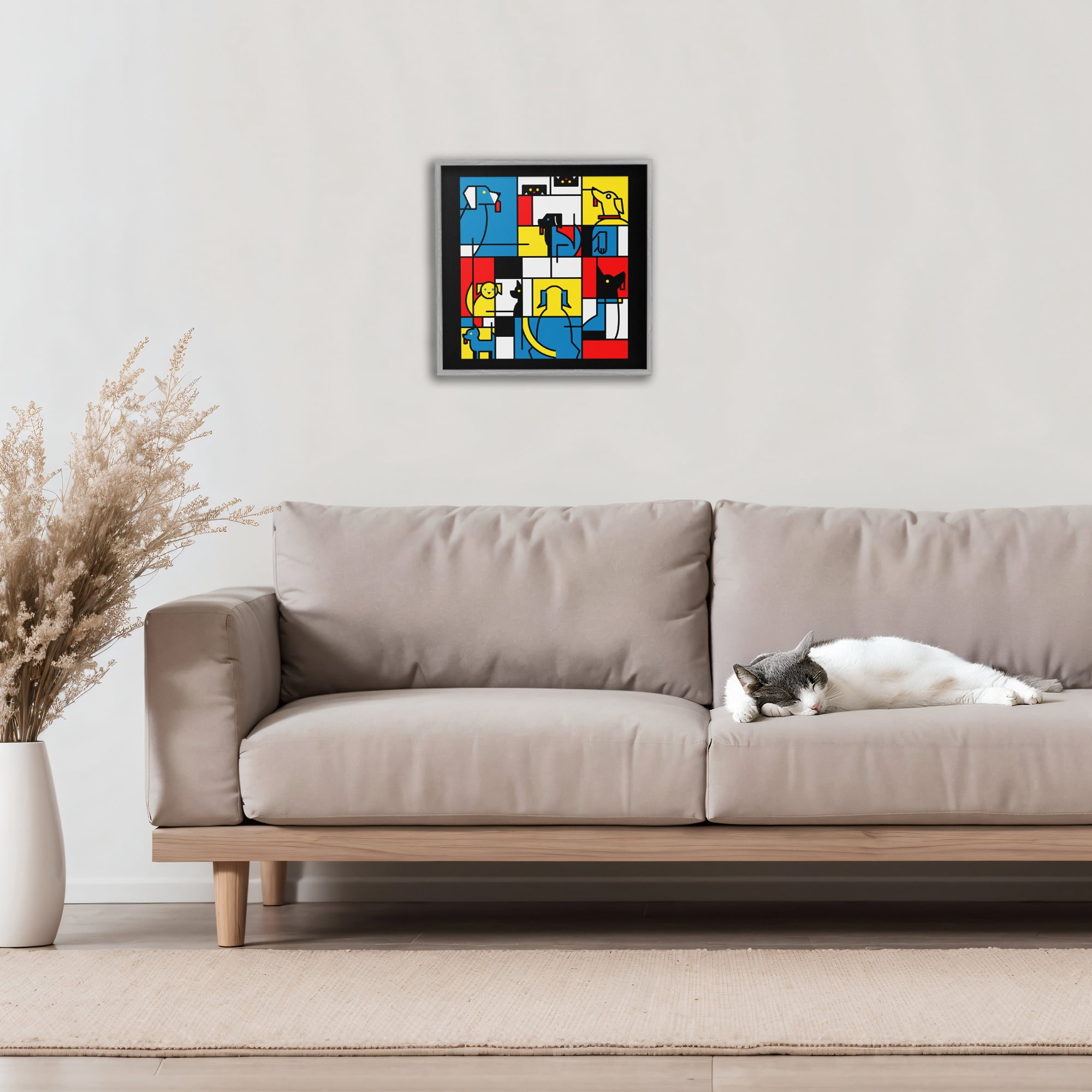 Stupell Industries Color Block Dogs Abstract Gray Framed Giclee Art, design by Tobe Fonseca