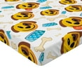thumbnail image 2 of Ambesonne Emoji Fitted Sheet, Bones and Playful Puppy Faces, California King, Orange Blue Brown, 2 of 3