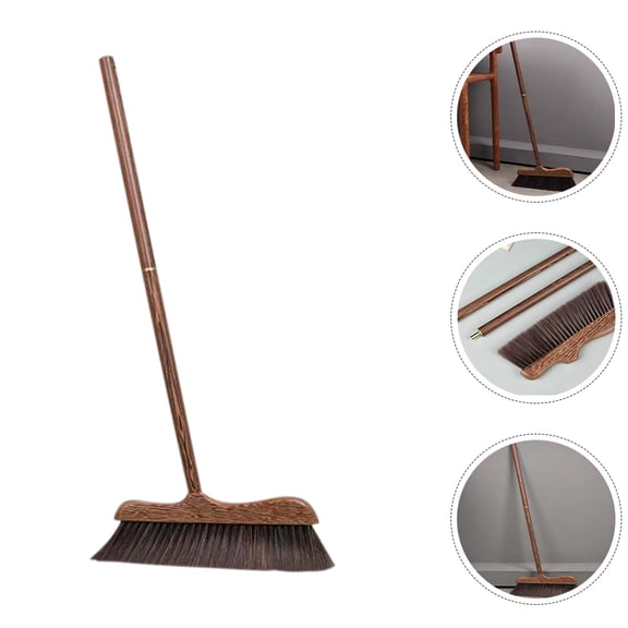 PENIKOKO Light Brown Wood Chicken Wing Wood Broom For Households 1Pack