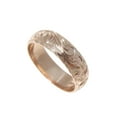 thumbnail image 2 of 14K pink rose gold hand engraved Hawaiian plumeria scroll ring diamond cut edge 6mm size 7, 2 of 6