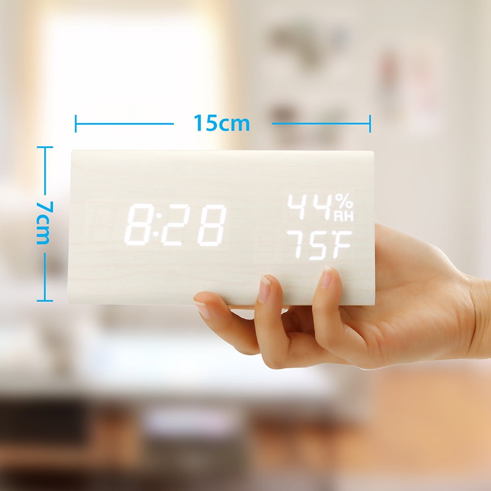 Wooden Digital Clock Multifunction Led Alarm With Time date