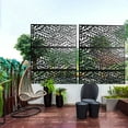 thumbnail image 5 of Neutypechic Decorative Privacy Screen Outdoor Divider with Stand Metal Corten Steel 76" x 47.2" x 15.7" Black, 5 of 5