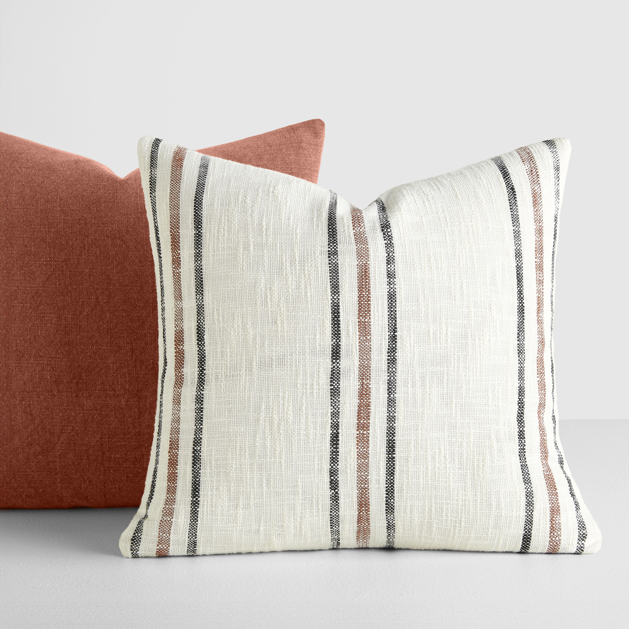 2-Pack Decor Throw Pillows in Yarn-Dyed Framed Stripe / Solid Patterns by Comfort Canopy