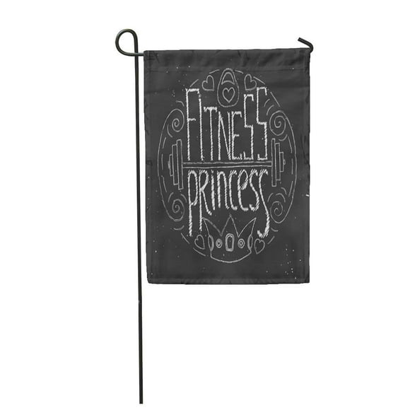 POGLIP Fitness Princess Circle Lettering Stock for Young Sport Woman Garden Flag Decorative Flag House Banner 12x18 inch