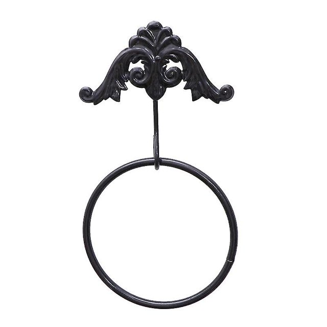 1 toallero de hierro forjado con forma redonda americana, toallero Vintage para cocina, baño (15cm, negro)