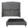 thumbnail image 1 of Box Base Cama Matrimonial + Cabecera Sitka Gris Oscuro, 1 of 8