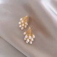 thumbnail image 3 of Pendientes de perlas chapados en oro JM para mujer, 3 of 5