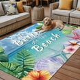 thumbnail image 2 of Fsddascl Summer Green Palm Leaf Outdoor Rug for Patio/Deck/Porch, Non-Slip Large Area Rug 4 x 6 Ft, Blue Ocean Sky Beach Starfish Conch Indoor Outdoor Rugs Washable Area Rugs, Camping Rug Carpet, 2 of 5