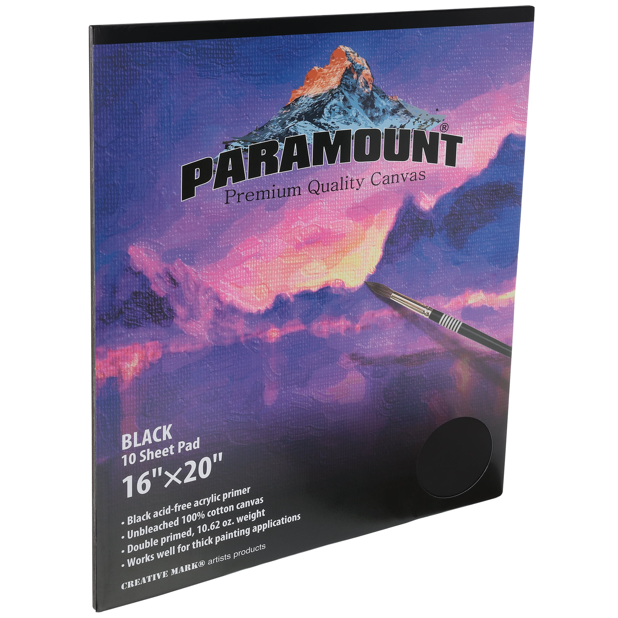 Paramount Universal Primed Premium Cotton White Canvas Pads - Black - 16x20" - 2 Pack - 20 Total Sheets - Universal Double Primed Cotton Canvas Pads for Drawing, Painting, Travel, & More