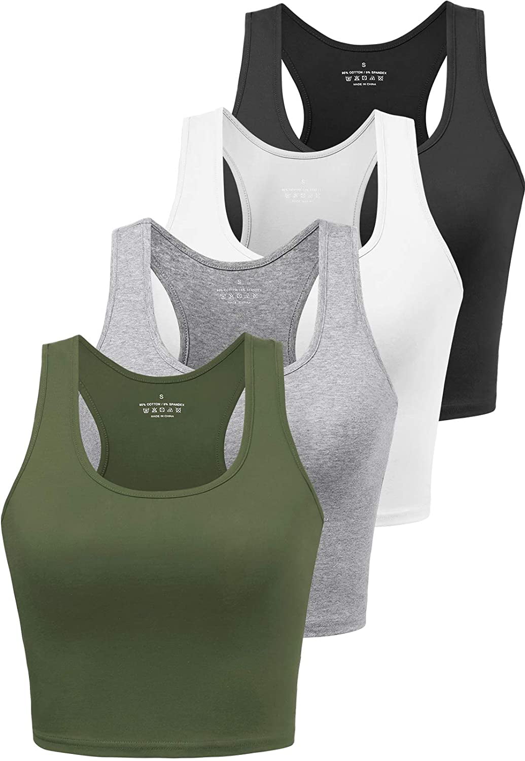 4 Pieces Basic Crop Tank Tops Womens Sleeveless Racerback Crop Sport Tank Tops Sport Bra Yoga Workout Shirt for Teen Girl