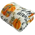 thumbnail image 2 of Serafina Home Modern Farmhouse Fall Throw Blanket: Give Thanks And Pumpkins White Accent for Sofa Couch Chair Bed Dorm For Fall And Thanksgiving, 2 of 7