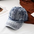 thumbnail image 5 of CoCopeaunts Vintage Wash Denim Baseball Cap Men Casual Washed Old Hole Jean Baseball Cap Men Blank Snapback Hat Women Hip Hop Cap Bone, 5 of 6