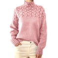 thumbnail image 5 of Women's High Neck Knit Sweater Winter Warm Long Sleeve Pullover Solid Color Casual Top, 5 of 9