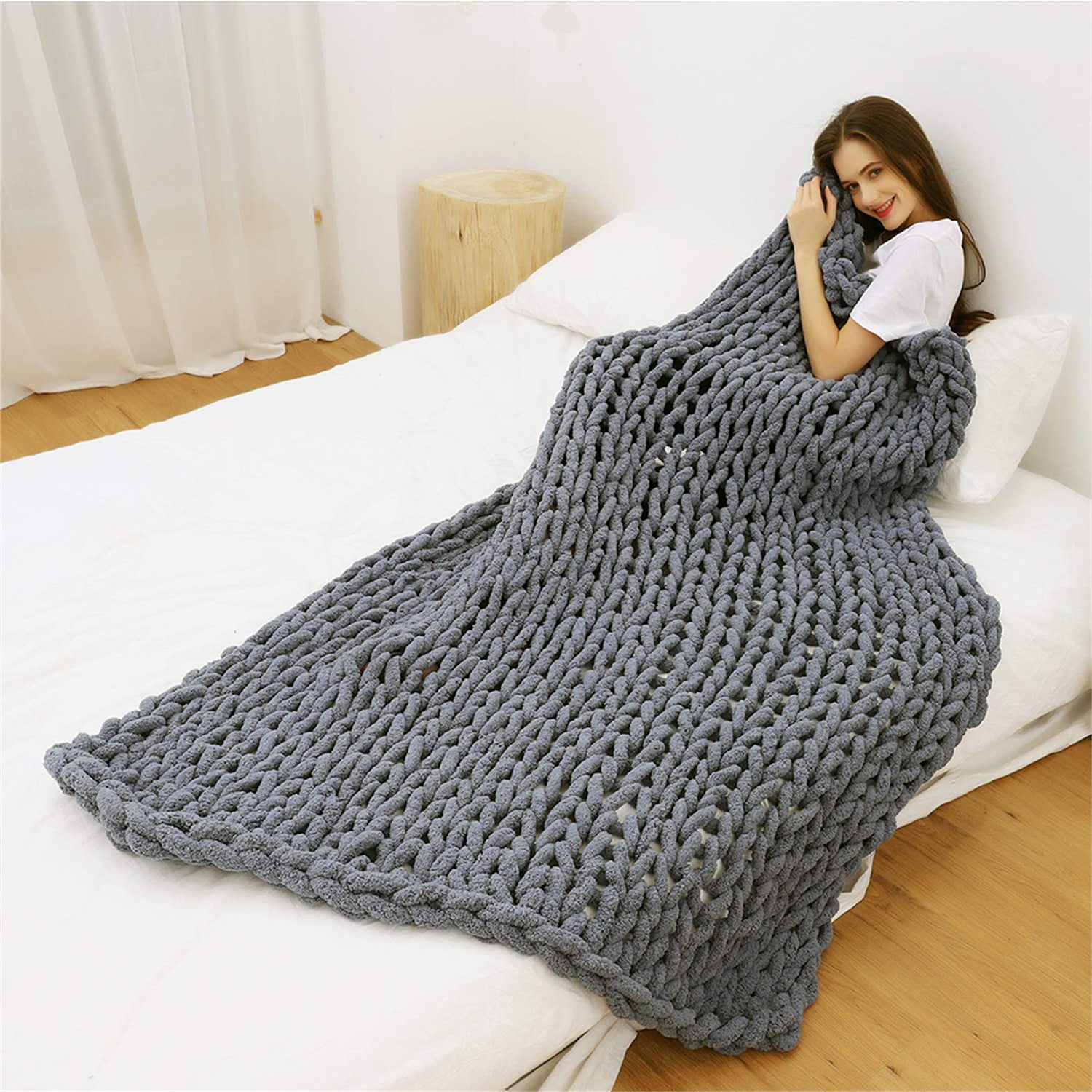 Maetoow Chenille Chunky Knit Blanket Throw （50×60 Inch）, Handmade Warm &  Cozy Blanket Couch, Bed, Home Decor, Soft Breathable Fleece Banket,  Christmas