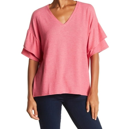- H by Bordeaux NEW Pink Women Size Small PS Petite Ruffle Sleeve Blouse
