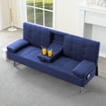 thumbnail image 4 of Gewnee 65.35" Futon Sofa Bed,Folding Loveseat Recliner with Cup Holders for Guest Room,Navy Blue, 4 of 11