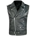 thumbnail image 2 of BSDJILFG 50% ,Mens Leather Jacket Black Motorcycle Jacket Sleeveless Tank Tops Zipper Closure Trendy Collar Jacket L-4XL, 2 of 7