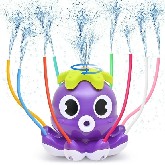 Water Sprinkler for Kids Outdoor, Play Sprinklers Toys for Toddlers 2  Years Old, Fun Summer Backyard Octopus Water Toy with 8 Wiggle Tubes