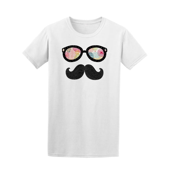 Hipster Cool Glasses & Mustache Tee Men's -Image by Shutterstock