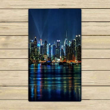 GCKG NYC New York City Colorful Buildings At Night Towels,Beach Bath Pool Sprot Travel Hand Spa Towel Size 16x28 inches