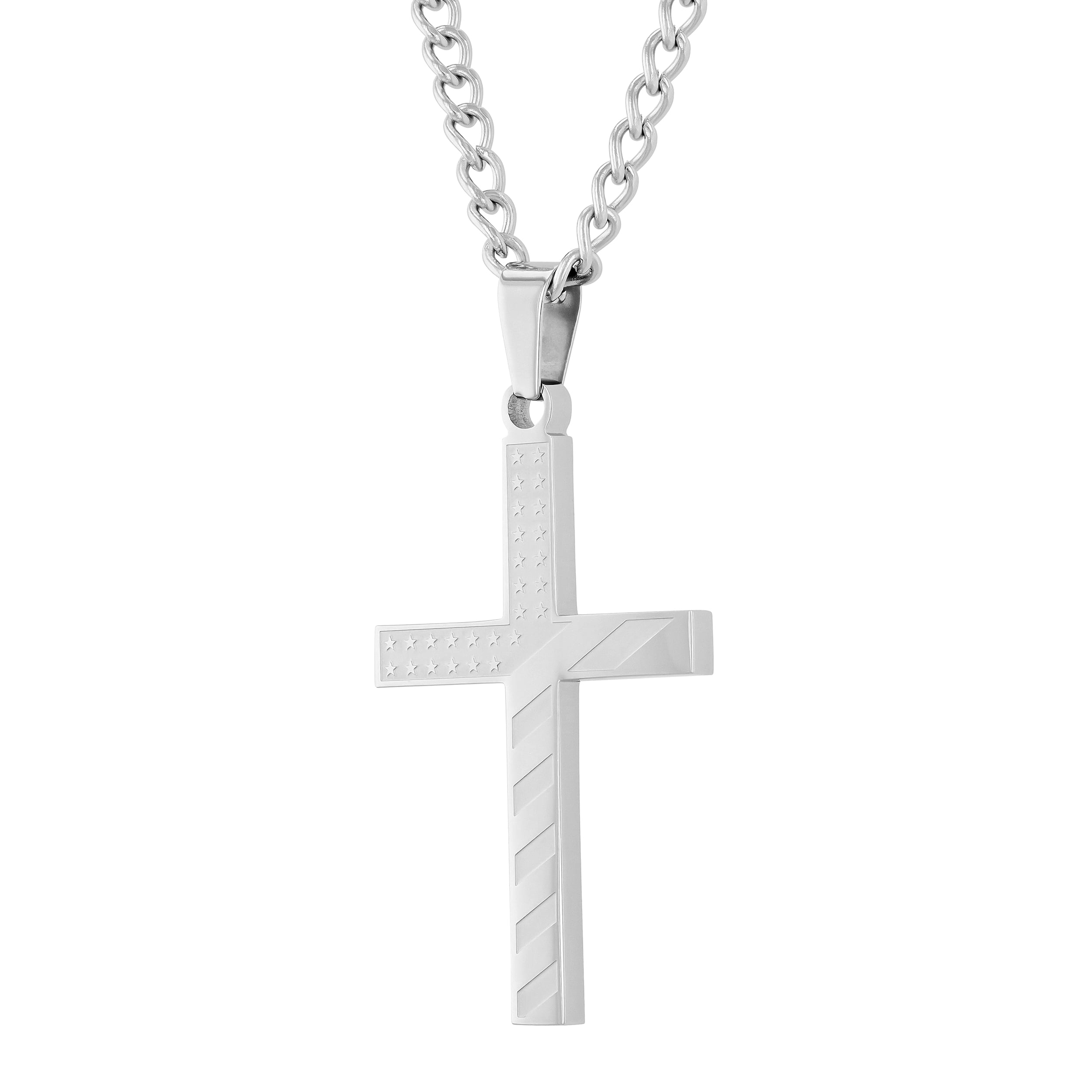 Men's Stainless Steel Stars and Stripes Pendant - Believe by Brilliance