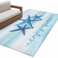 thumbnail image 2 of Enjoy Summer Washable Area Rugs 3'x5', Coastal Watercolor Blue Sea Starfish Teal White Low Pile Throw Living Room Rug Non-Slip Sturdy Edge Binding Carpet for Indoor Entryway Bedside Kitchen, 2 of 9