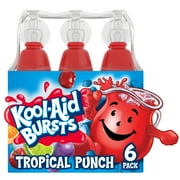 Kool Aid Bursts Tropical Punch Kids Drink, 6 ct Pack, 6.75 fl oz Bottles