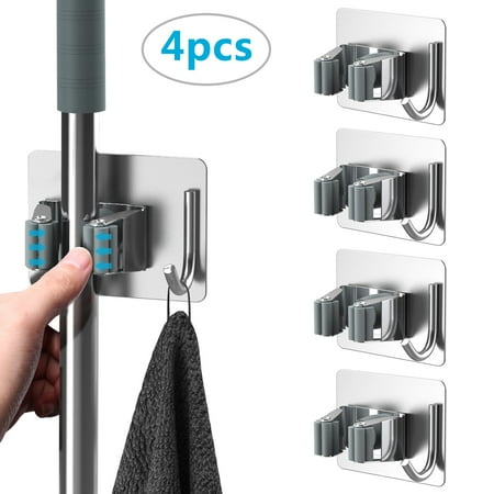 

MtsDJSKF Custom Logo Heavy Duty Stainless Steel Rack Organizer Mop Holder with Hook Back to School Supplies