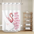 thumbnail image 6 of No Hook Shower Curtain with Snap in Liner, Pink Watercolor Tropical Flamingo Waterproof Fabric Bathroom Curtain Mesh Top Window, Animal and Quote on White Shower Curtains 72x84in, 6 of 9