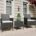 thumbnail image 6 of IdealHouse 3 Piece Patio Furniture Set, Rattan Outdoor Furniture with 2 Chairs & Coffee Table, Modern Outdoor Seating Conversation Bistro Set for Garden Backyard Porch (Black and Beige), 6 of 9