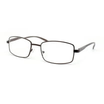 Classic Metal Rim and Arm Narrow Rectangle Reading Glasses Brown 1.0