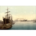 thumbnail image 1 of 24"x36" Gallery Poster, Ships in the Harbor, Hamburg, Germany 1890 photochrom, 1 of 1