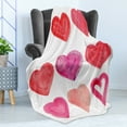 thumbnail image 4 of Love Soft Flannel Fleece Blanket, Watercolor Style Inspired Hand Drawn Like Little Hearts on a Plain Background, Cozy Plush for Indoor and Outdoor Use, 50" x 60", Dark Coral Magenta, by Ambesonne, 4 of 5
