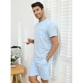 thumbnail image 3 of Men's Short Sleeve Pajama Sets 2 Pieces Men Cotton Pajamas Sets with Shorts Men Summer Sleepwear Set with Pockets, S-XXL, 3 of 11