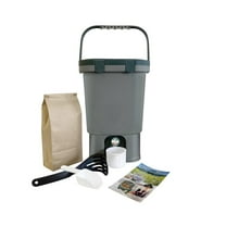 Vermikashi 5 gal Black Plastic Bokashi Composting Bin with Strainer and Spigot