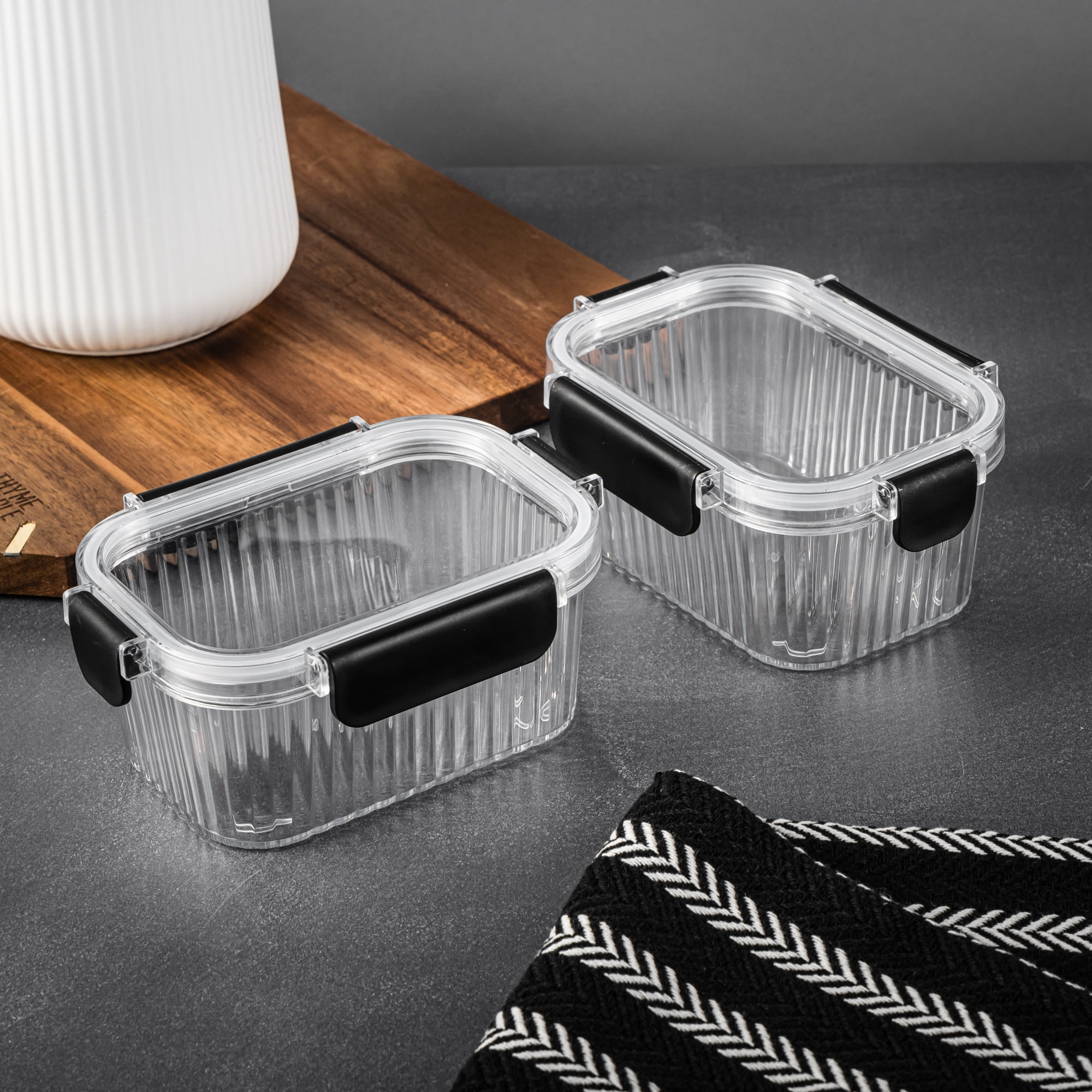 Thyme & Table 2 Pack of 2 Cup Food Storage Containers, Clear