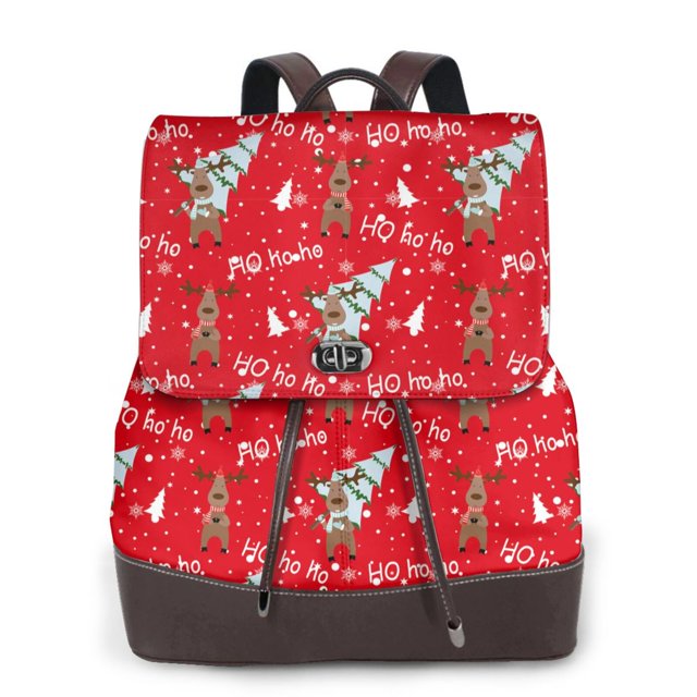 Disketp Christmas Deer 1 Mochila de Cuero para Mujer, Bolso de Espalda Antirrobo con Estilo para Viaje, Trabajo y Uso Diario