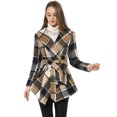 thumbnail image 3 of INSPIRE CHIC Manteau Court Ouvert à Carreaux pour Femme à Col Rabattu et Ourlet Asymétrique, 3 of 6