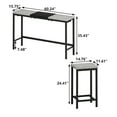 thumbnail image 3 of UHOMEPRO Dining Table Set for 3, Vintage Rectangular Counter Height Bar Table with 3 Stools, 4 Piece Bar Table Set for Kitchen Bar Dining Room Breakfast Nook, Hanging Stool Design, Black + Gray, 3 of 8