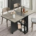 thumbnail image 1 of Folding Dining Table with Wheels and 2 Storage Racks Space Saving Dining Table Folding Kitchen Table for Small Apartments, 1 of 9