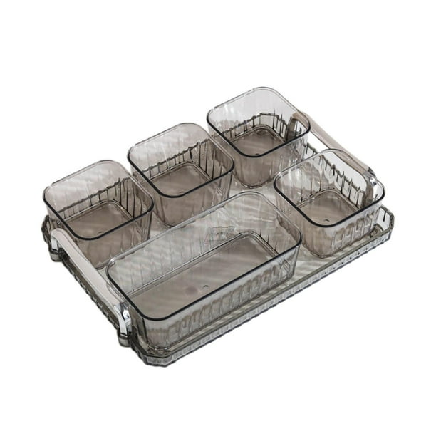 Fuente dividida para servir, 5 tazones para servir con bandeja y asa, bandeja para servir , bandeja para condimentos para bodas Gris BLESIY platos para servir