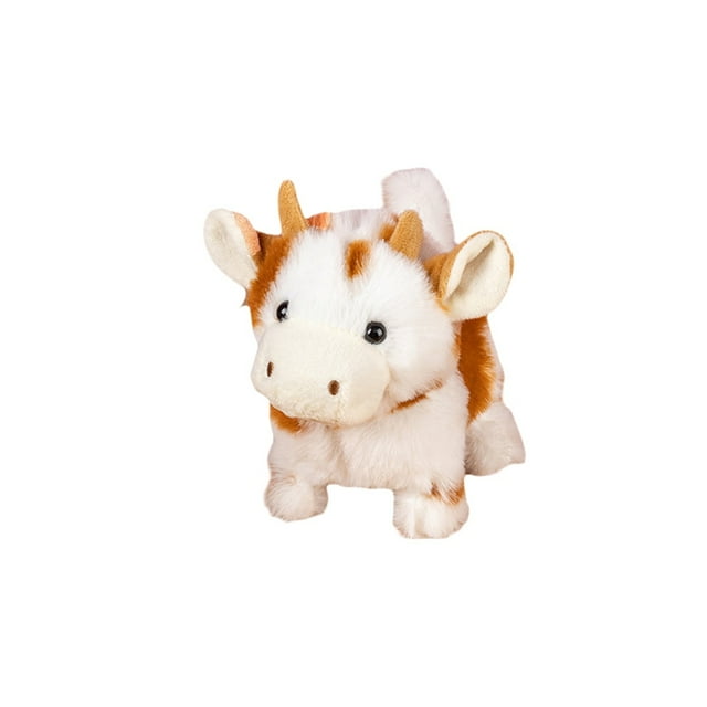 Vaca de peluche de pelo corto suave juguete interactivo con movimiento y sonido lindo animal de granja para los niños
