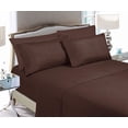thumbnail image 2 of Elegant Comfort 6 Piece Bed Sheets Polyester California King Espresso Brown Solid Sheet Set, 2 of 5
