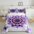 thumbnail image 2 of Chic Floral Queen Comforter Set Women Mandala Flower Bedding Set Queen,Purple Ombre Bedding Comforter Sets Gradient Oil Painting Duvet Set,Vintage Watercolor Quilted Comforter, 2 of 7