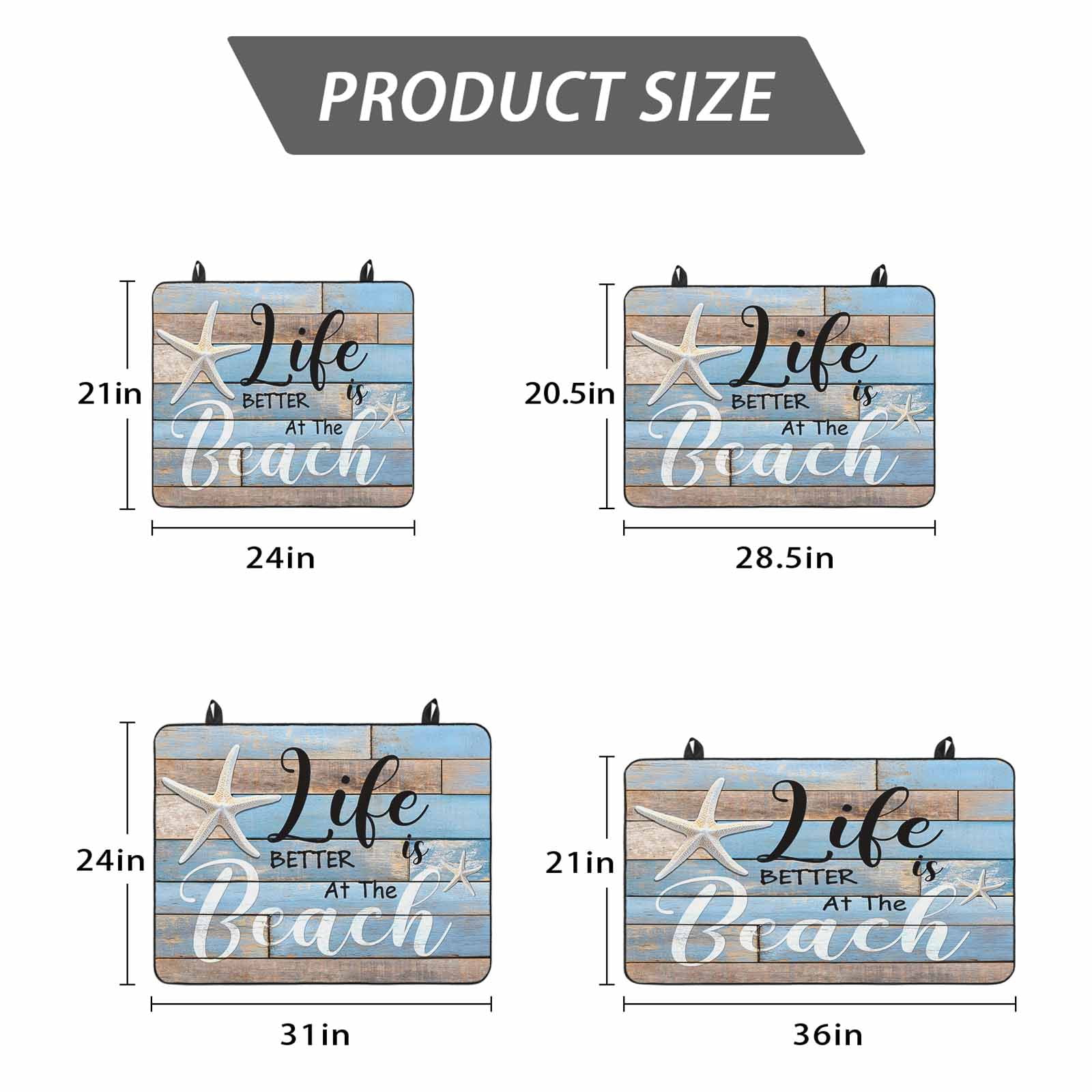 Blue Beach Stove Top Cover for Electric Stove, Heat-proof & Non Slip Glass Top Stove Cover Protector, Coastal Starfish Graffiti Retro Wooden Plank Kitchen Flat Cooktop Rubber Mat 24x21 Inches
