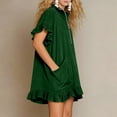 thumbnail image 4 of Women's Casual Short Sleeve Dress with Turndown Collar and Zipper Pocket, 4 of 6