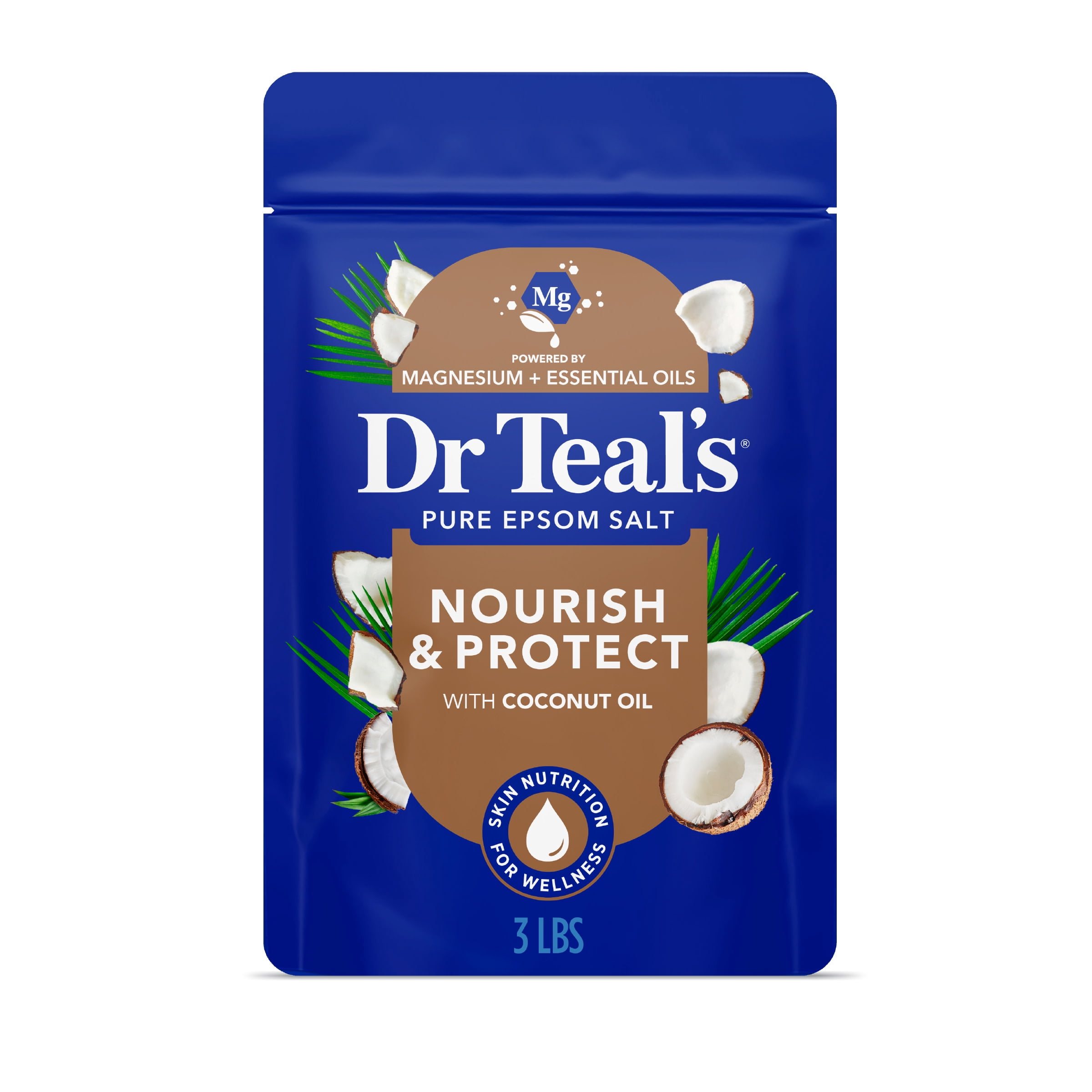 Dr Teal’s Nourish & Protect Body Lotion with Coconut Oil, 24 Hour Moisture & Dr Teal's Epsom Salt Magnesium Soak, Nourish & Protect with Coconut Oil, 3 lbs Bundle