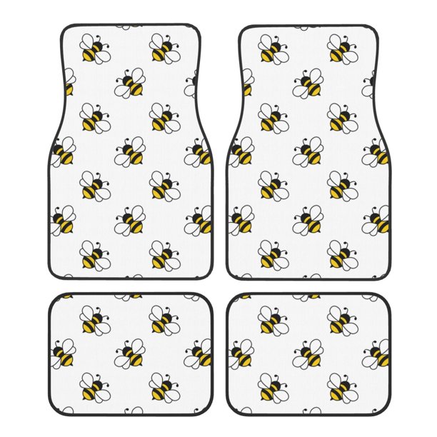 Fotbe Bee Juego de 4 Tapetes para Auto con Estampado – Alfombrillas de Goma Reforzada, Diseño Antideslizante, Protección para Todo el Año – Vehículos, Autos, Camionetas y SUVs